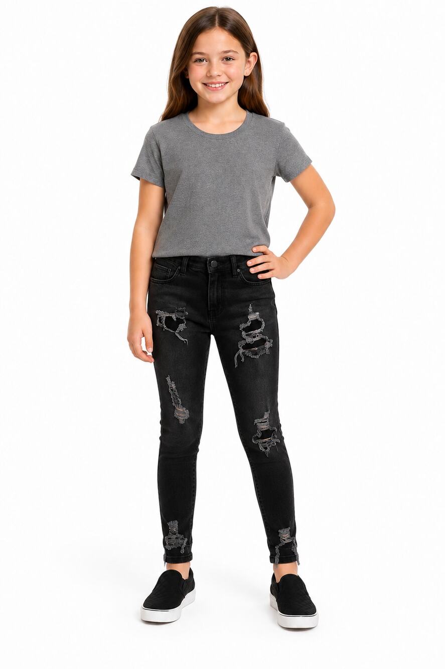The Children's Place Girls' Ripped Black Jeggings - Size 8 Distressed Jeans